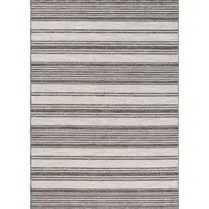 Photo of Gray And Ivory Striped Indoor Outdoor Area Rug