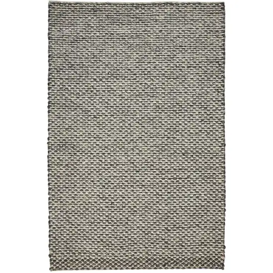 Gray and Ivory Wool Abstract Hand Woven Area Rug Photo 2