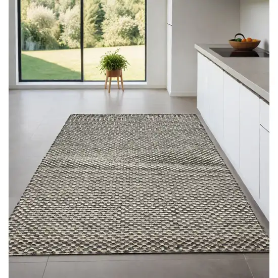 Gray and Ivory Wool Floral Hand Woven Area Rug Photo 1