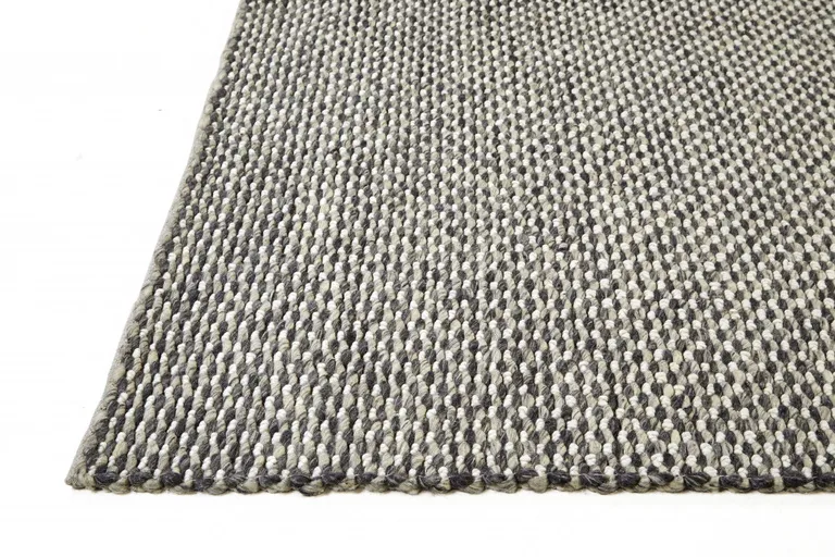 Gray And Ivory Wool Floral Hand Woven Stain Resistant Area Rug Photo 3