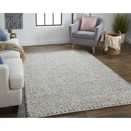 Gray And Ivory Wool Floral Hand Woven Stain Resistant Area Rug Photo 7