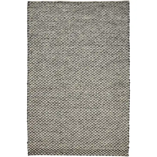 Gray and Ivory Wool Floral Hand Woven Area Rug Photo 4