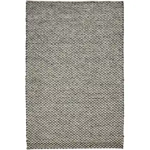 Photo of Gray And Ivory Wool Floral Hand Woven Stain Resistant Area Rug