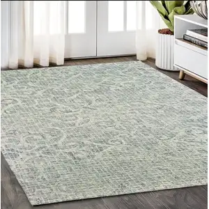 Photo of Gray And Ivory Wool Geometric Hand Tufted Area Rug