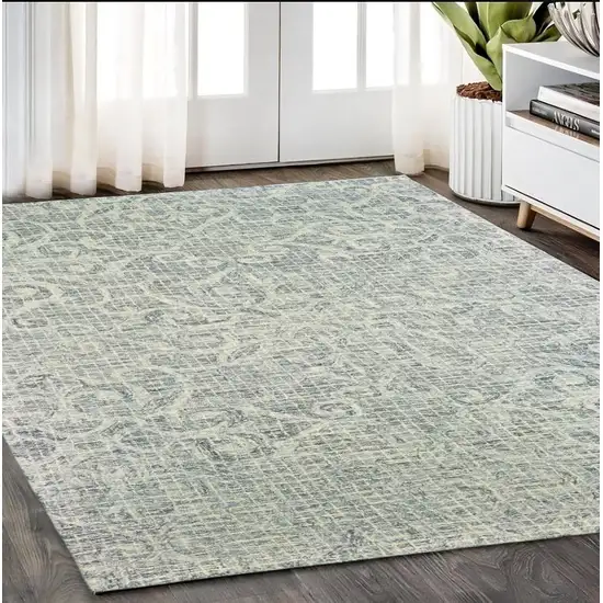 Gray And Ivory Wool Geometric Hand Tufted Area Rug Photo 1