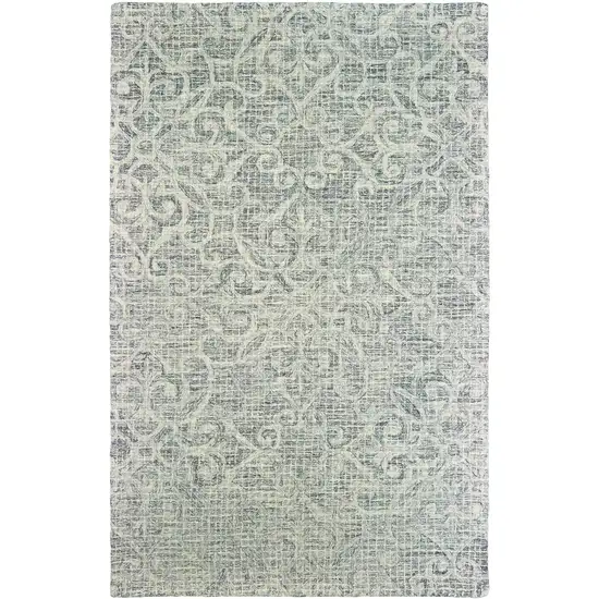 Gray And Ivory Wool Geometric Hand Tufted Area Rug Photo 2