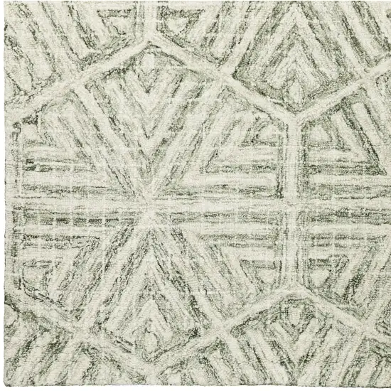 Gray And Ivory Wool Geometric Hand Tufted Area Rug Photo 4