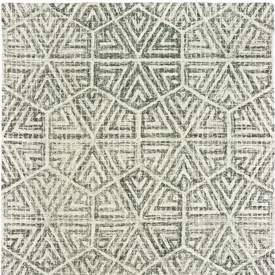 Gray And Ivory Wool Geometric Hand Tufted Area Rug Photo 5