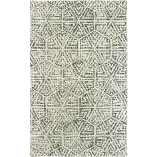 Gray And Ivory Wool Geometric Hand Tufted Area Rug Photo 2