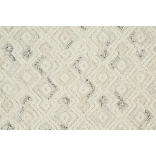 Gray And Ivory Wool Geometric Handmade Area Rug Photo 9