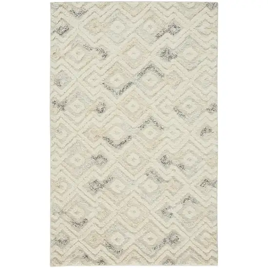 Gray And Ivory Wool Geometric Handmade Area Rug Photo 2