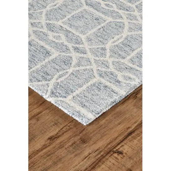 Gray And Ivory Wool Geometric Tufted Handmade Area Rug Photo 5