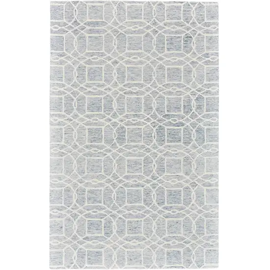 Gray And Ivory Wool Geometric Tufted Handmade Area Rug Photo 1