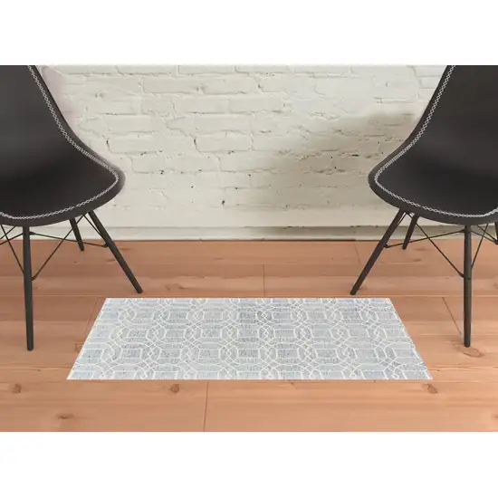 Gray And Ivory Wool Geometric Tufted Handmade Area Rug Photo 2