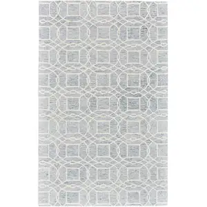 Photo of Gray And Ivory Wool Geometric Tufted Handmade Stain Resistant Area Rug