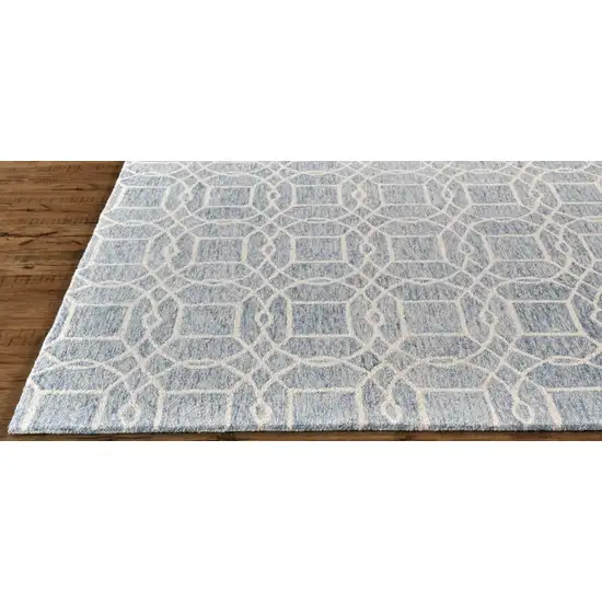 Gray And Ivory Wool Geometric Tufted Handmade Stain Resistant Area Rug Photo 6