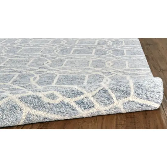 Gray And Ivory Wool Geometric Tufted Handmade Stain Resistant Area Rug Photo 7