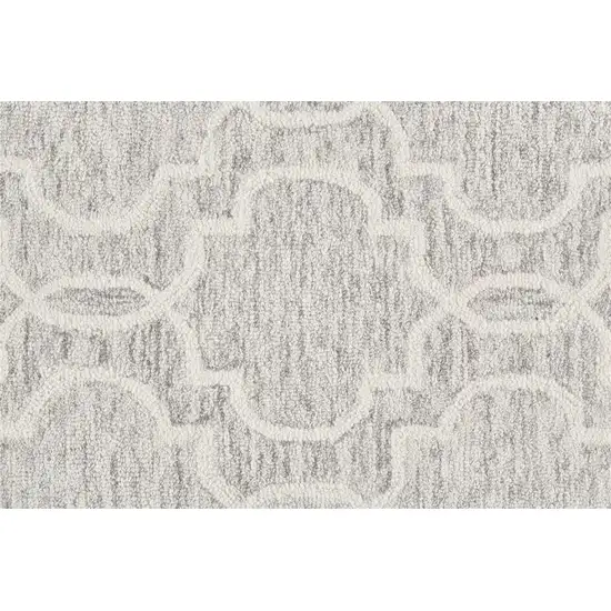 Gray And Ivory Wool Geometric Tufted Handmade Stain Resistant Area Rug Photo 9