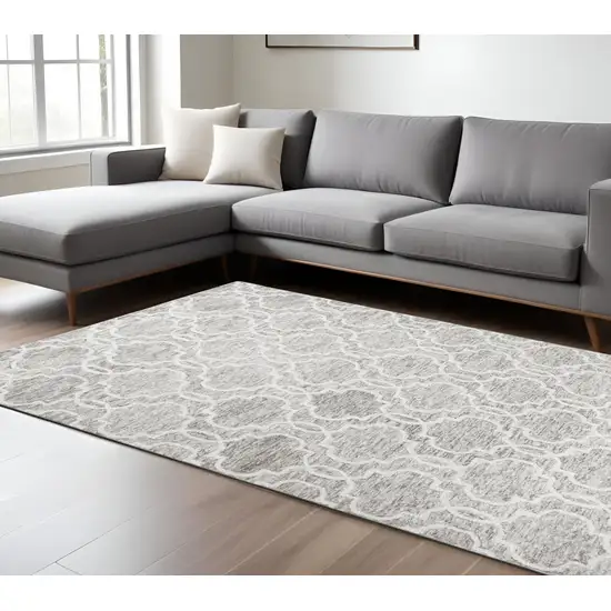 Gray and Ivory Wool Geometric Hand Tufted Area Rug Photo 1