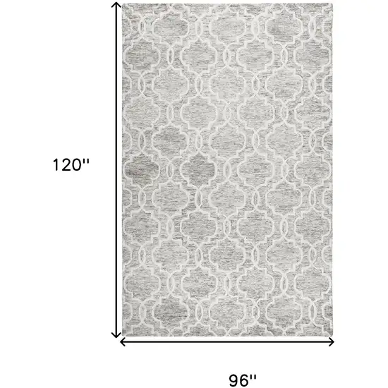 Gray And Ivory Wool Geometric Tufted Handmade Stain Resistant Area Rug Photo 10