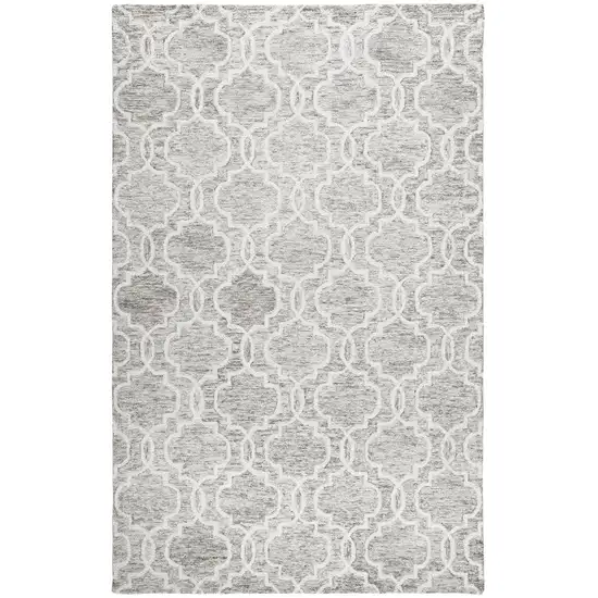 Gray And Ivory Wool Geometric Tufted Handmade Stain Resistant Area Rug Photo 1