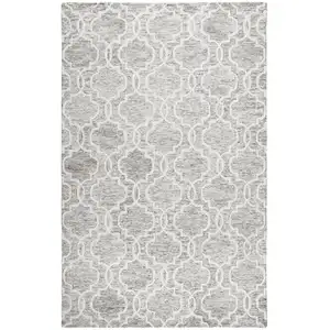 Photo of Gray And Ivory Wool Geometric Tufted Handmade Stain Resistant Area Rug