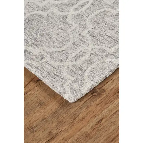 Gray And Ivory Wool Geometric Tufted Handmade Stain Resistant Area Rug Photo 6