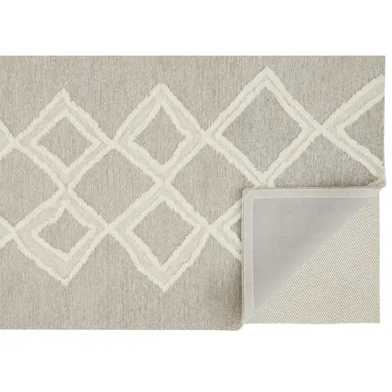 Gray And Ivory Wool Geometric Tufted Handmade Stain Resistant Area Rug Photo 3