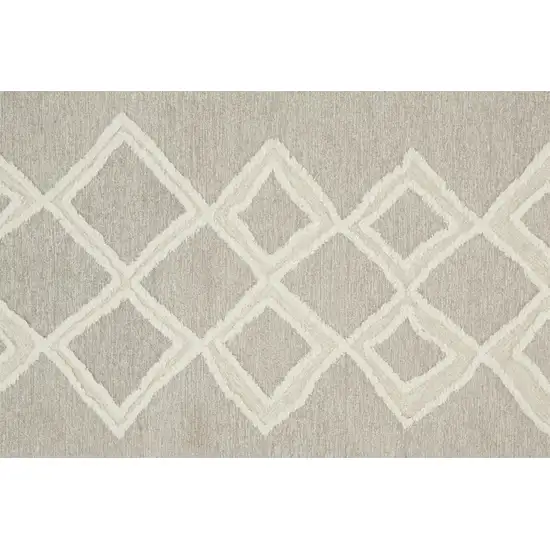 Gray And Ivory Wool Geometric Tufted Handmade Stain Resistant Area Rug Photo 9