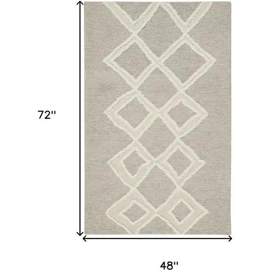 Gray And Ivory Wool Geometric Tufted Handmade Stain Resistant Area Rug Photo 10