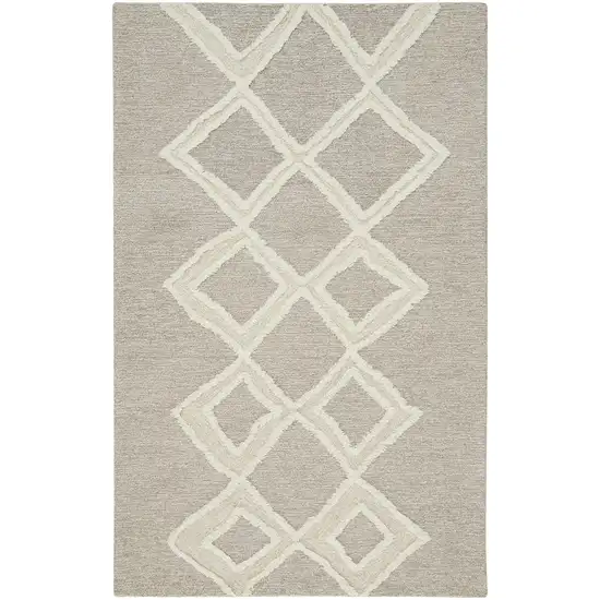 Gray And Ivory Wool Geometric Tufted Handmade Stain Resistant Area Rug Photo 1