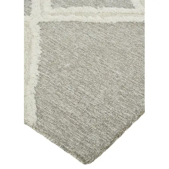 Gray And Ivory Wool Geometric Tufted Handmade Stain Resistant Area Rug Photo 4