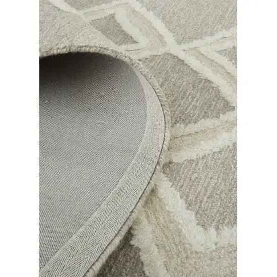 Gray And Ivory Wool Geometric Tufted Handmade Stain Resistant Area Rug Photo 5