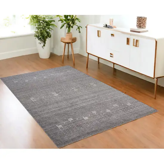 Gray And Ivory Wool Hand Knotted Stain Resistant Area Rug Photo 1