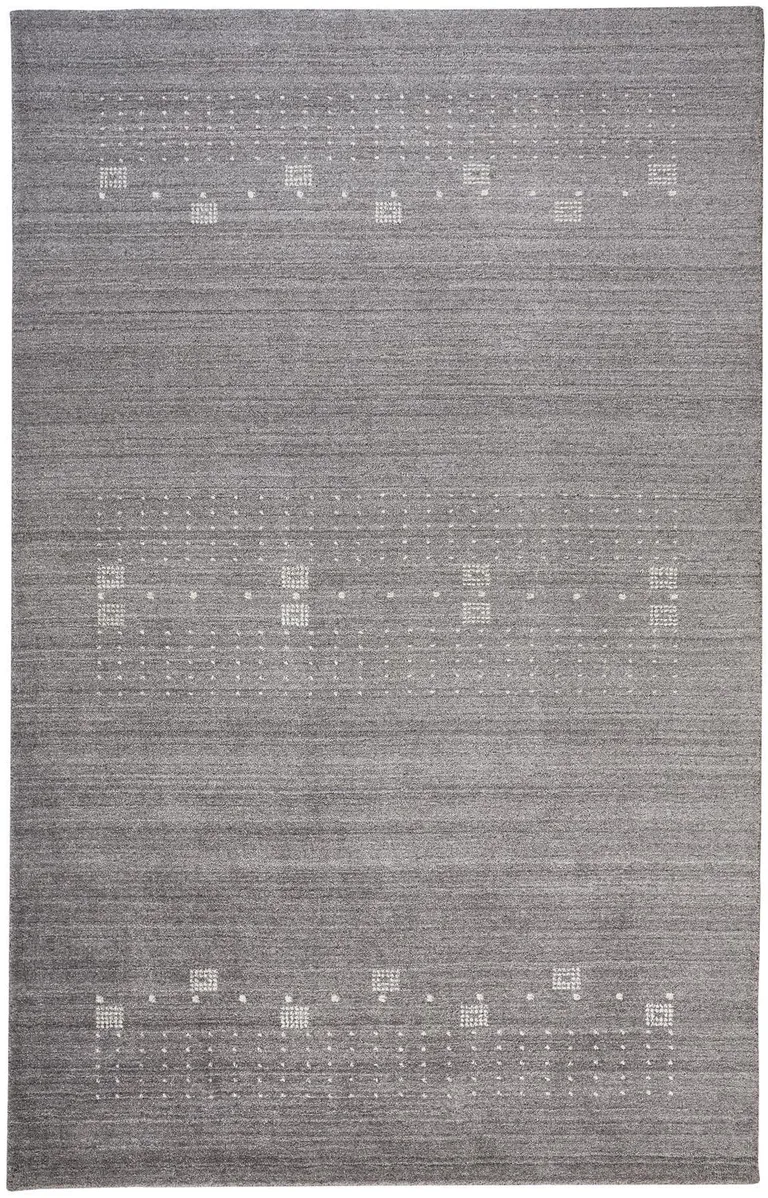 Gray And Ivory Wool Hand Knotted Stain Resistant Area Rug Photo 1