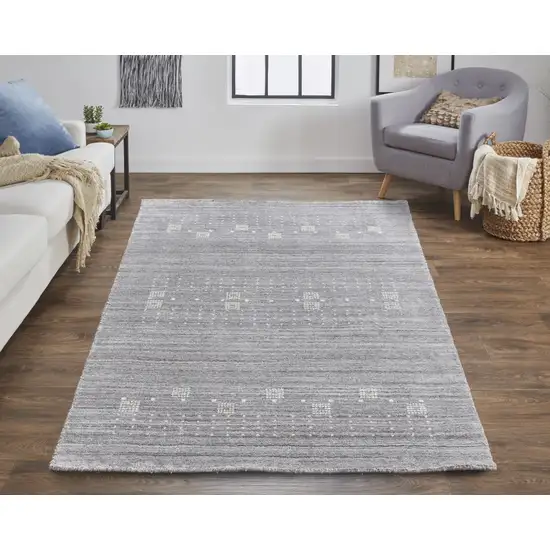 Gray And Ivory Wool Hand Knotted Stain Resistant Area Rug Photo 2