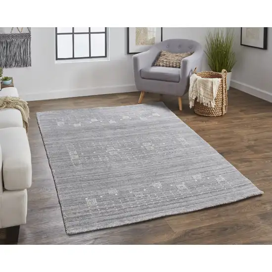 Gray And Ivory Wool Hand Knotted Stain Resistant Area Rug Photo 3