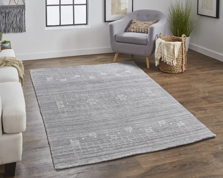 Gray And Ivory Wool Hand Knotted Stain Resistant Area Rug Photo 3