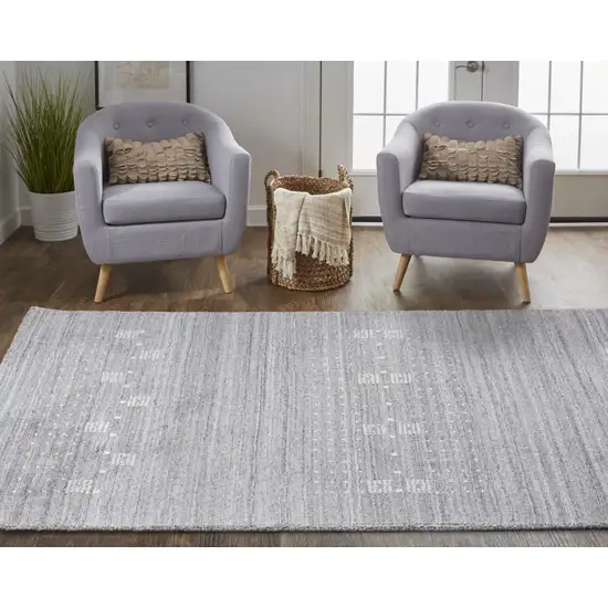 Gray And Ivory Wool Hand Knotted Stain Resistant Area Rug Photo 7