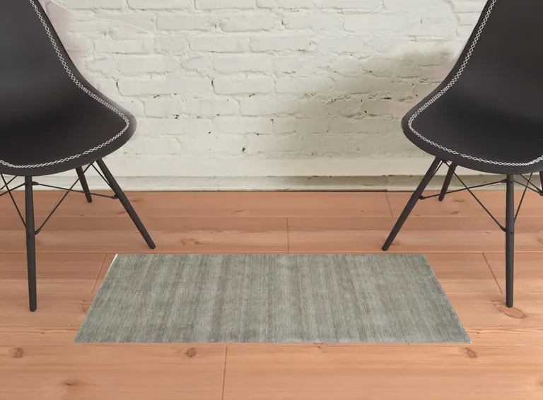 Gray And Ivory Wool Hand Woven Stain Resistant Area Rug Photo 2