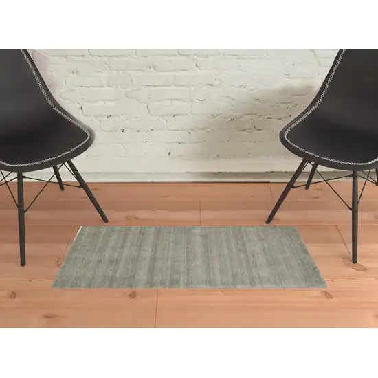 Gray And Ivory Wool Hand Woven Stain Resistant Area Rug Photo 2