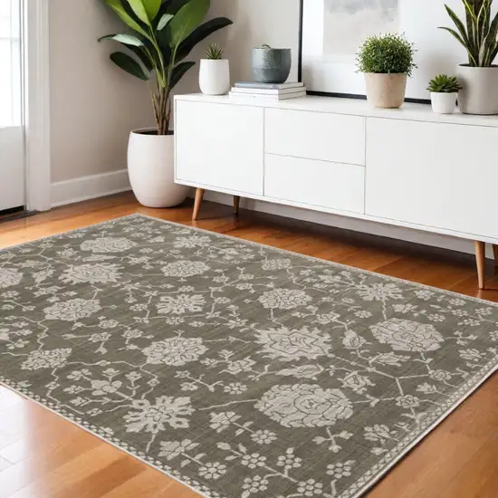 Gray And Light Gray Oriental Area Rug Photo 1