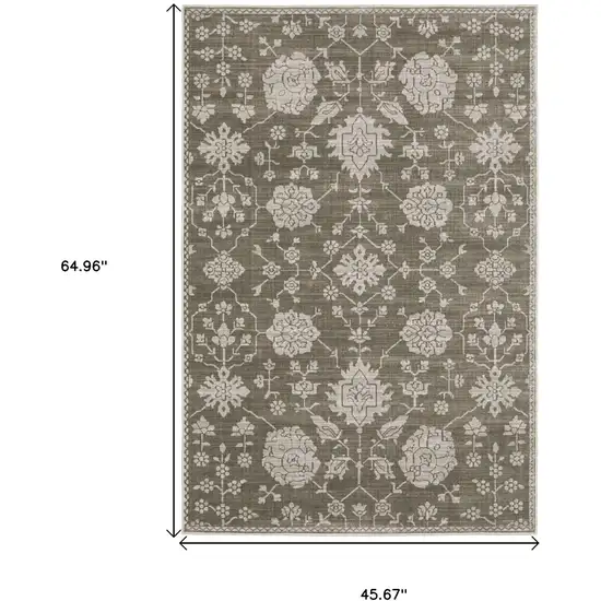 Gray And Light Gray Oriental Area Rug Photo 3