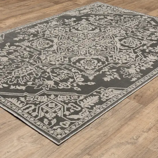 Gray And Light Gray Oriental Area Rug Photo 4