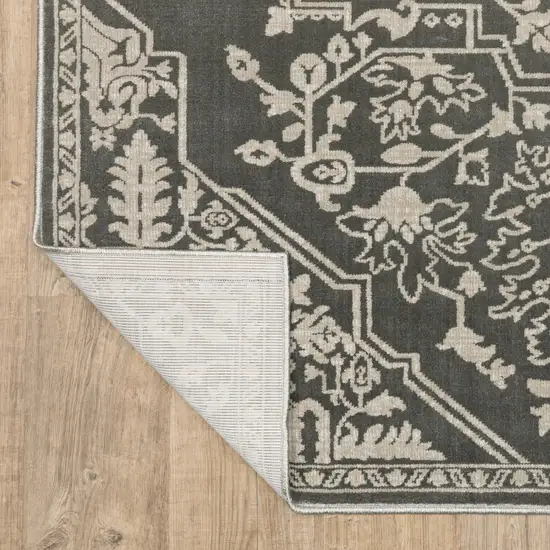 Gray And Light Gray Oriental Area Rug Photo 9