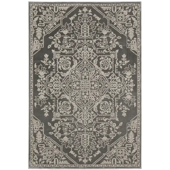 Gray And Light Gray Oriental Area Rug Photo 2