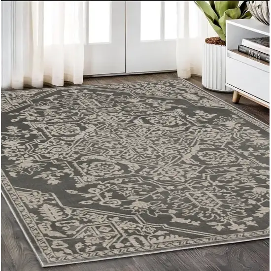 Gray And Light Gray Oriental Area Rug Photo 1