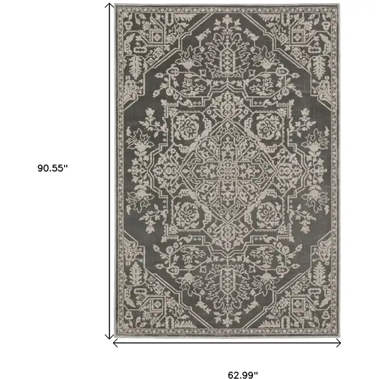 Gray And Light Gray Oriental Area Rug Photo 3