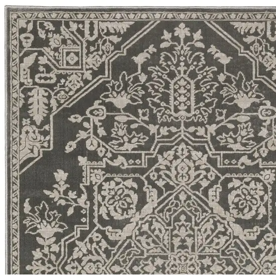 Gray And Light Gray Oriental Area Rug Photo 6