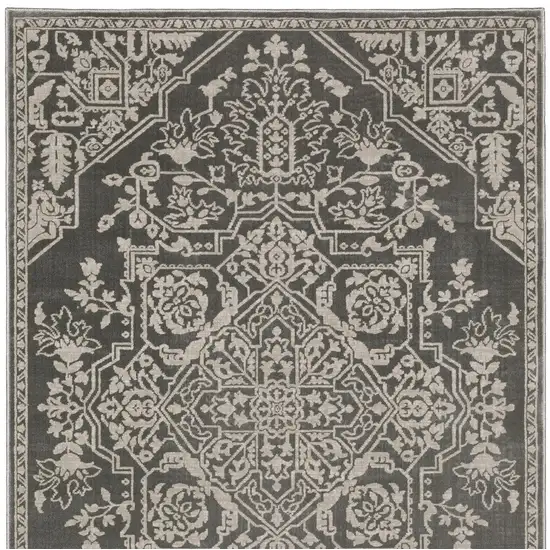 Gray And Light Gray Oriental Area Rug Photo 7